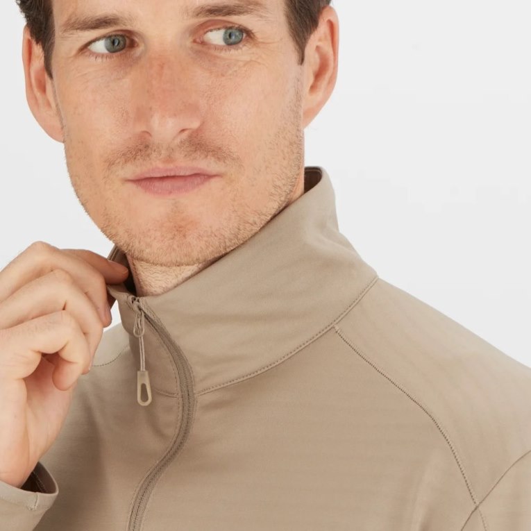 Sudaderas Salomon Essential Lightwarm Half Zip Hombre Beige | MX MPHQ502